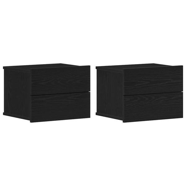 Nachttische 2er Set Schwarz Eiche 40x30x30 cm Holzwerkstoff