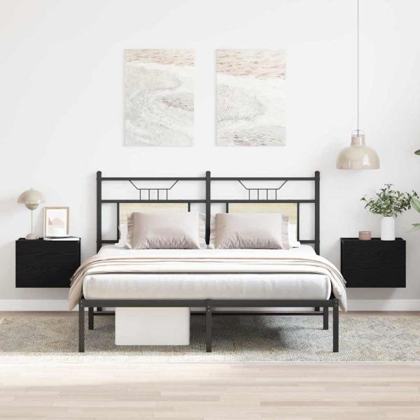 Nachttische 2er Set Schwarz Eiche 40x30x30 cm Holzwerkstoff