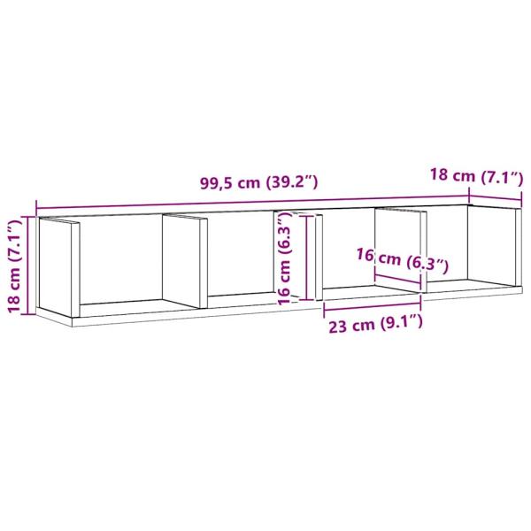 CD Wandregal Schwarze Eiche 100x18x18 cm Werkstoff