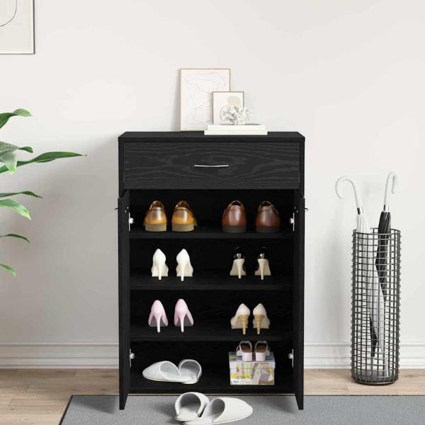 Schuhschrank Schwarz Eiche 60x35x84 cm