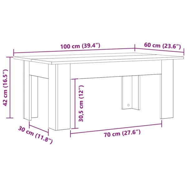 Couchtisch Schwarz Eiche 100x60x42 cm aus Holzwerkstoff