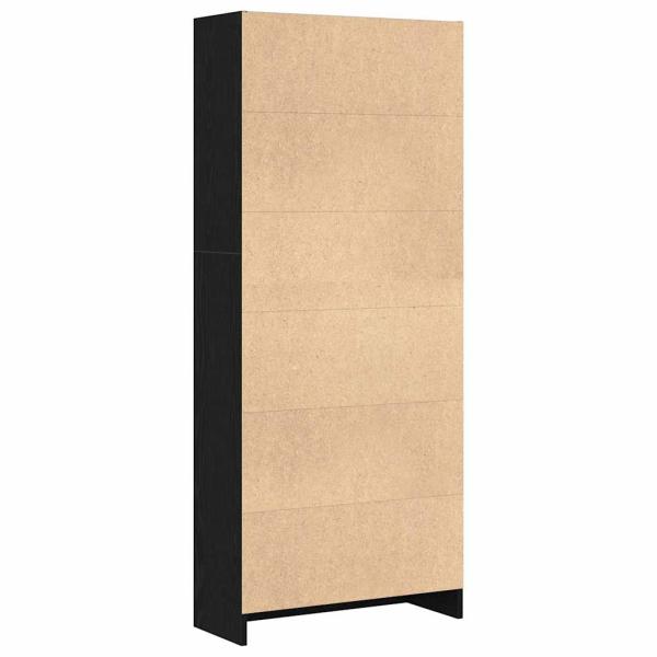 Schwarze Eichen-Bücherregal - 60 x 24 x 143 cm - Hergestellt aus Holzwerkstoff