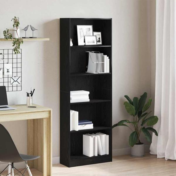 ARDEBO.de - Schwarzer Eichenbuchregal - 60x24x176 cm