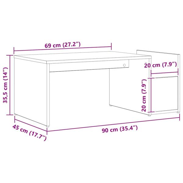 Couchtisch Schwarz Eiche 90x45x35 cm Holzwerkstoff