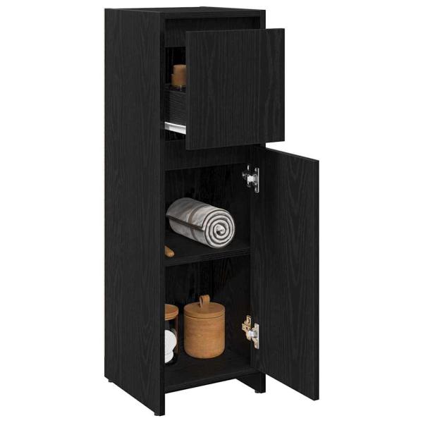 Badezimmerschrank Schwarz Eiche 30x30x95 cm Holzwerkstoff