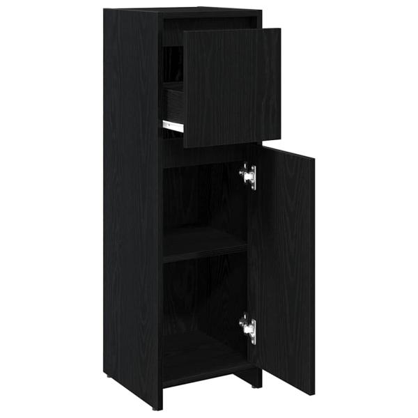 Badezimmerschrank Schwarz Eiche 30x30x95 cm Holzwerkstoff