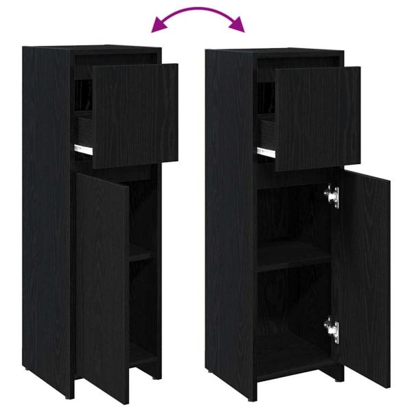 Badezimmerschrank Schwarz Eiche 30x30x95 cm Holzwerkstoff