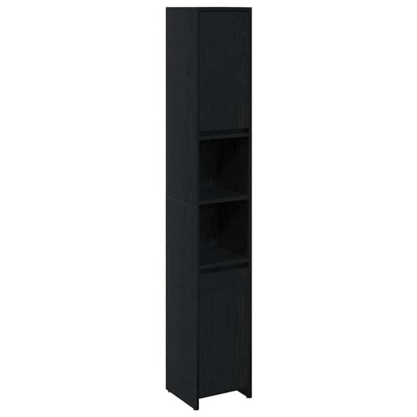 Badezimmer Schrank Schwarz Eiche 30x30x183,5 cm Holzwerkstoff