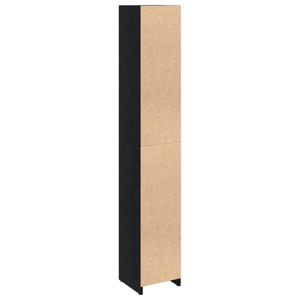 Badezimmer Schrank Schwarz Eiche 30x30x183,5 cm Holzwerkstoff