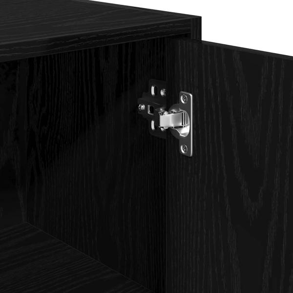 Badezimmer Schrank Schwarz Eiche 30x30x183,5 cm Holzwerkstoff