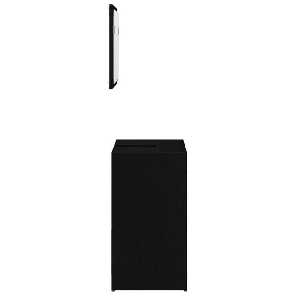 Badschrank mit Spiegel in Schwarz und Eiche 60x33x61 cm, aus Holzwerkstoff