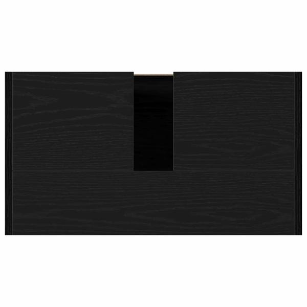 Badschrank mit Spiegel in Schwarz und Eiche 60x33x61 cm, aus Holzwerkstoff