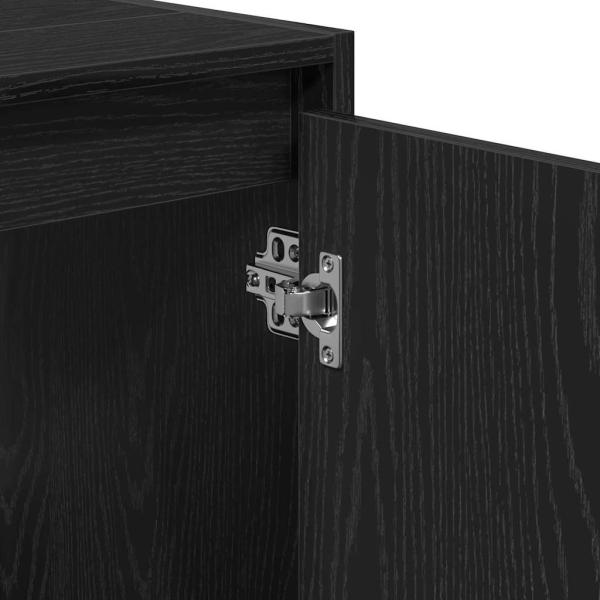 Badschrank mit Spiegel in Schwarz und Eiche 60x33x61 cm, aus Holzwerkstoff