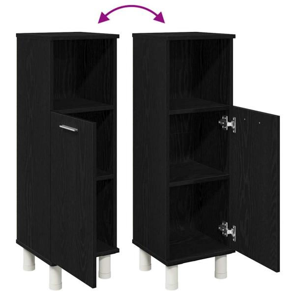 Badezimmerschrank Schwarz Eiche 30x30x95 cm Holzwerkstoff