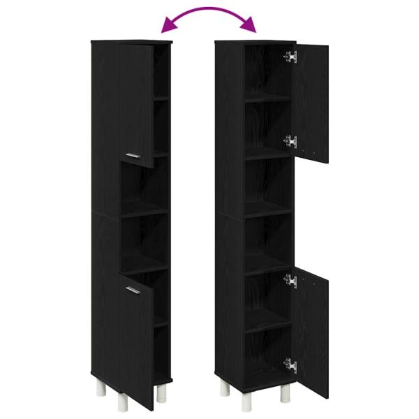 Badezimmerschrank Schwarz Eichen-Optik 30 x 30 x 179 cm