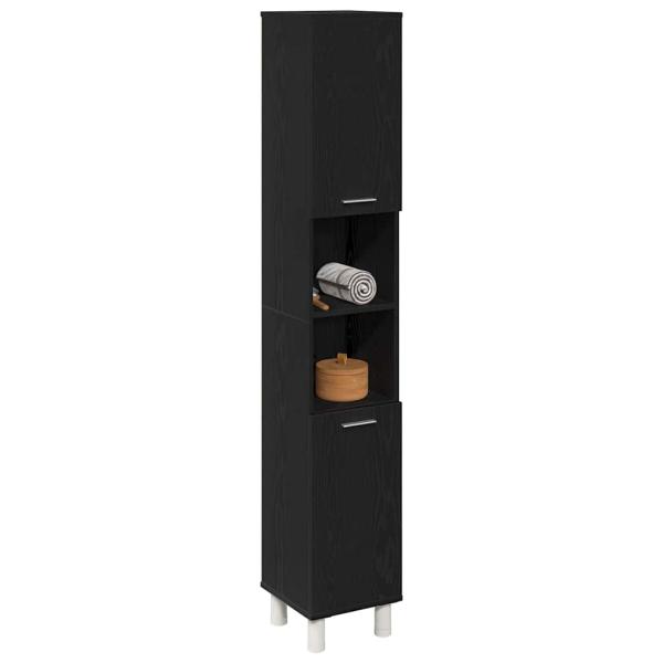 Badschrank Schwarz Eiche 30x30x179 cm Holzwerkstoff