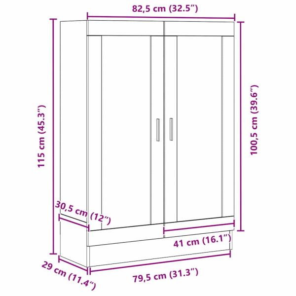 Bücherregal Schwarz Eiche 82,5x30,5x115 cm Holzwerkstoff