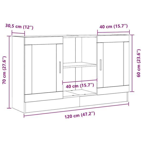 Sideboard Schwarz Eiche 120x30,5x70 cm aus Holz