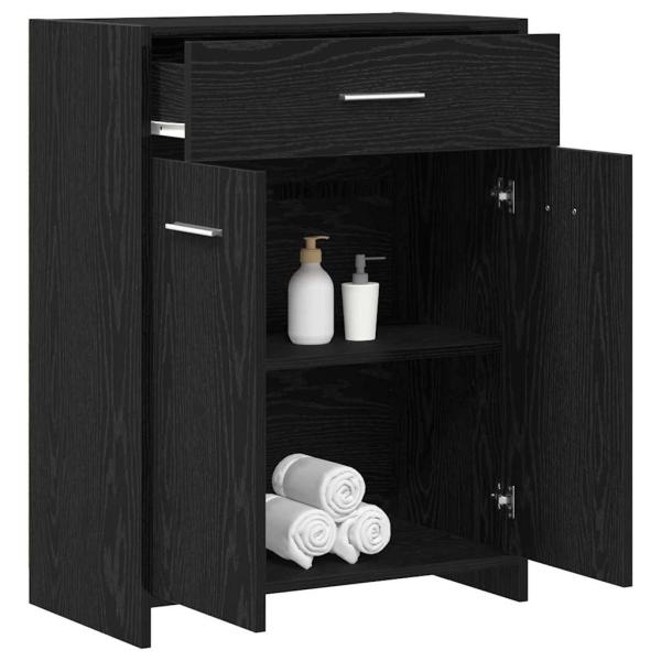Badezimmer-Schrank Schwarz Eiche 60x33x80 cm aus Ingenieurholz