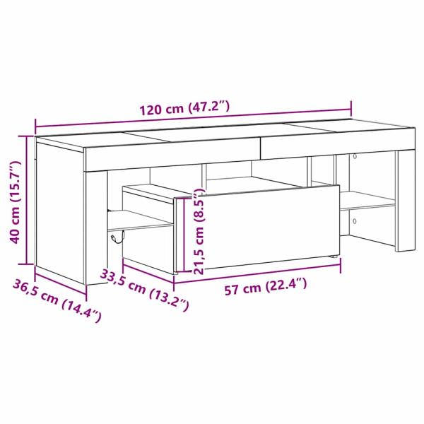 TV-Schränk 120 x 35 x 40 cm Schwarz Eichen-Optik Holzwerkstoff