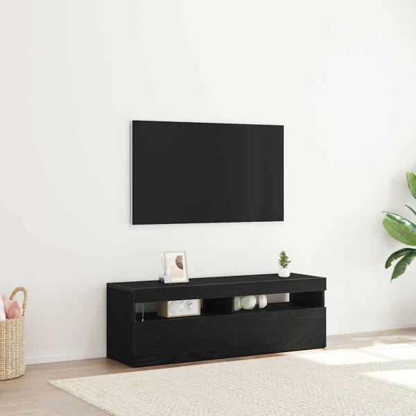 ARDEBO.de - TV-Schrank mit LED Schwarz Eiche 120x35x40 cm Holzwerkstoff