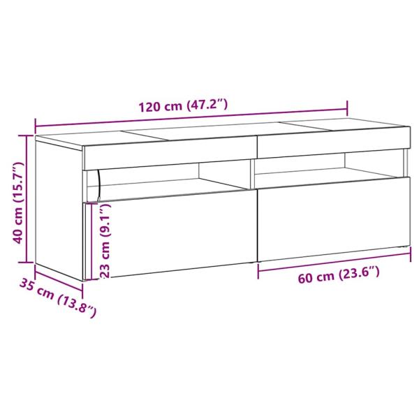 TV-Schrank mit LED Schwarz Eiche 120x35x40 cm Holzwerkstoff