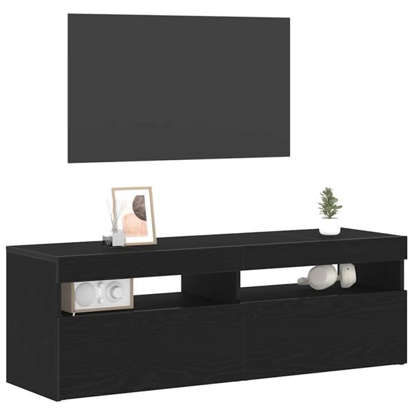 TV-Schrank mit LED Schwarz Eiche 120x35x40 cm Holzwerkstoff