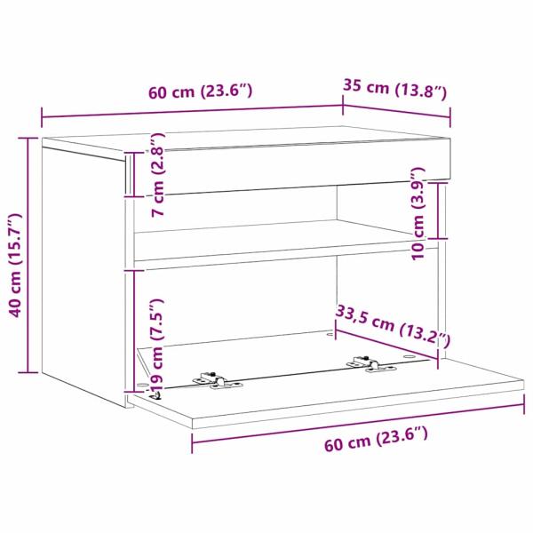 TV-Schränk 60 x 35 x 40 cm Schwarz Eichen-Optik Holzwerkstoff