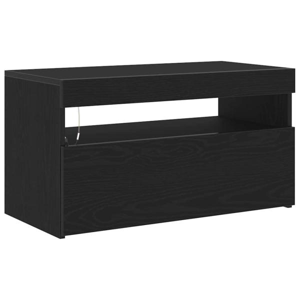 TV-Schrank mit LED-Lichtern, Schwarz Eiche, 75x35x40 cm, Holzwerkstoff