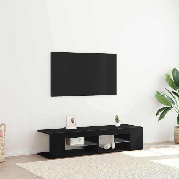 ARDEBO.de - TV-Schrank schwarz mit LED-Lichtern aus Eiche 135x39x30cm aus Ingenieurholz