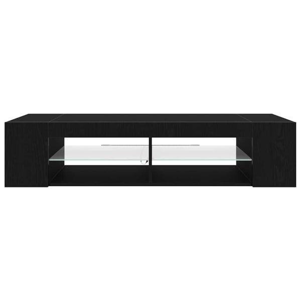 TV-Schrank schwarz mit LED-Lichtern aus Eiche 135x39x30cm aus Ingenieurholz