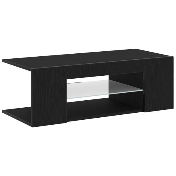 TV-Schrank mit LED-Lichtern, schwarz und Eiche, 90x39x30 cm, Holzwerkstoff