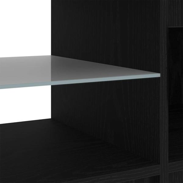 TV-Schrank mit LED-Lichtern in Schwarz und Eiche, 140x40x35,5 cm, aus Holzwerkstoff