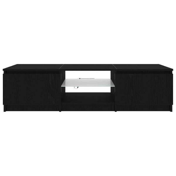 TV-Schrank mit LED-Lichtern in Schwarz und Eiche, 140x40x35,5 cm, aus Holzwerkstoff
