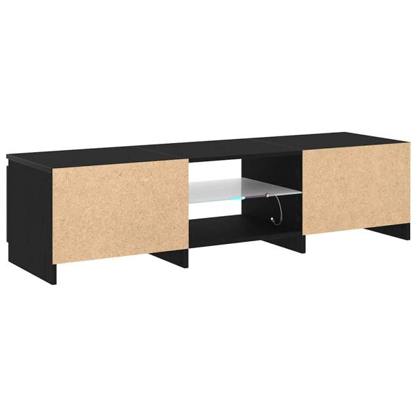 TV-Schrank mit LED-Lichtern in Schwarz und Eiche, 140x40x35,5 cm, aus Holzwerkstoff