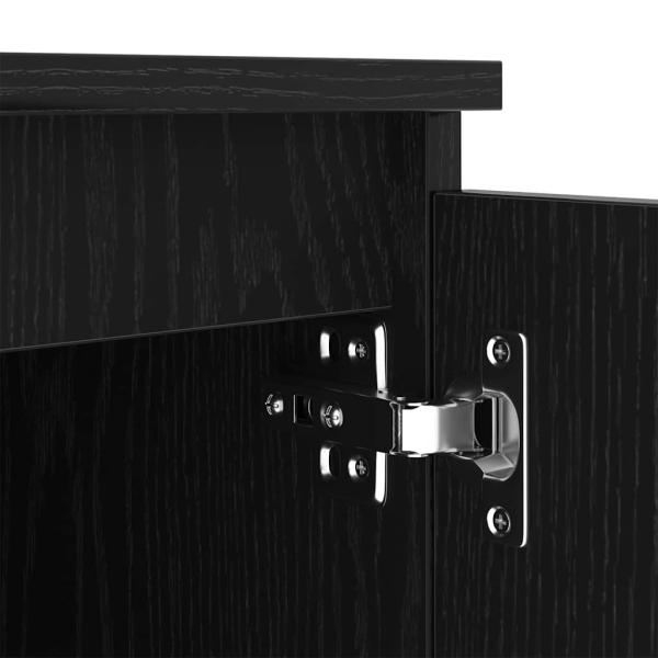 TV-Schrank mit LED-Lichtern in Schwarz und Eiche, 140x40x35,5 cm, aus Holzwerkstoff