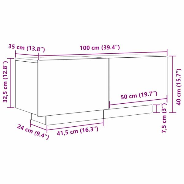 TV-Regal Schwarz Eiche 100x35x40 cm Holzwerkstoff
