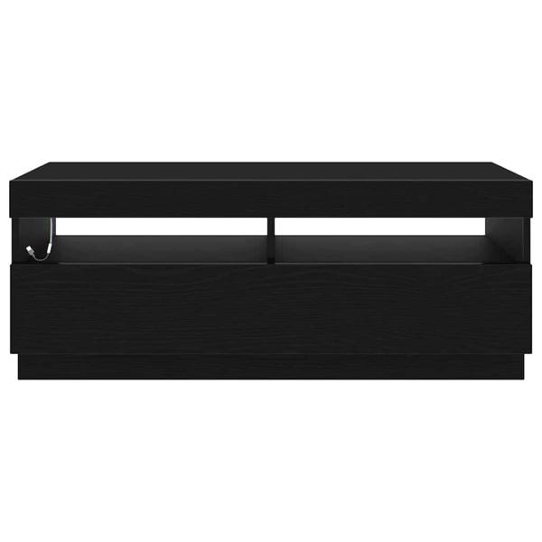TV-Schrank mit LED-Leuchten, Schwarz und Eiche, 100x35x40 cm, Holzwerkstoff
