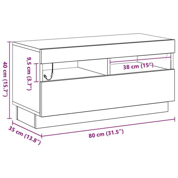TV-Schränk 80 x 35 x 40 cm Schwarz Eichen-Optik Holzwerkstoff