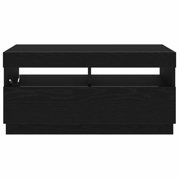 TV-Schrank mit LED-Lichtern, Schwarz und Eiche, 80x35x40 cm aus Holzwerkstoff