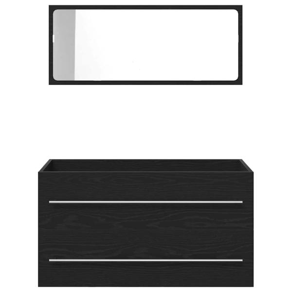 Waschbeckenschrank mit Spiegel Schwarz Eiche 90x45x1,5 cm Holzwerkstoff