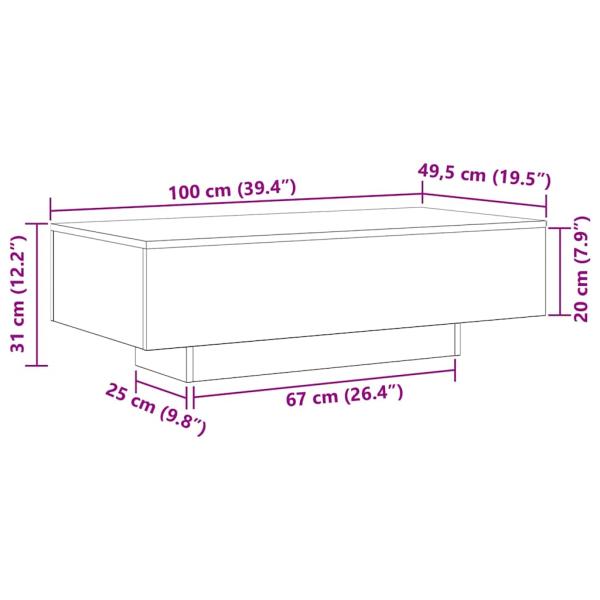 Couchtisch Schwarze Eiche 100x30x36,5 cm Holzwerkstoff