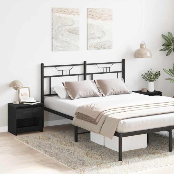 ARDEBO.de - Nachttische 2er Set Schwarz Eiche 40x30x39 cm Holzwerkstoff