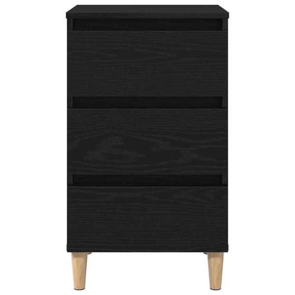 Nachttisch mit Holzbein Schwarz Eiche 40x35x69 cm