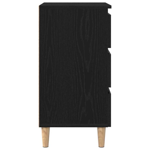 Nachttisch mit Holzbein Schwarz Eiche 40x35x69 cm