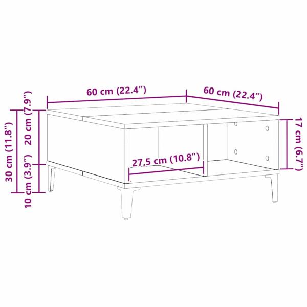 Couchtisch Schwarz Eiche 60x60x30 cm Holzwerkstoff