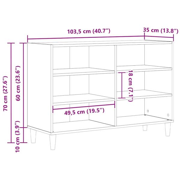 Sideboard Schwarz Eiche 103,5 x 35 x 70 cm Möbelstoff