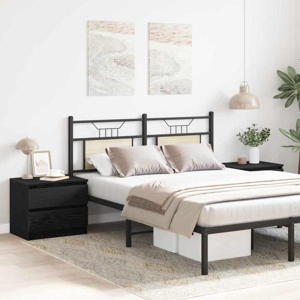 Nachttische 2er Set Schwarz Eiche 50x40x43,5 cm Holzwerkstoff