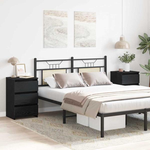 Nachttische 2er Set Schwarz Eiche 40x35x62,5 cm Holzwerkstoff