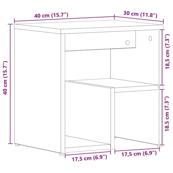 Nachttisch Schwarz Eiche 40x30x40 cm Ingenieured Holz
